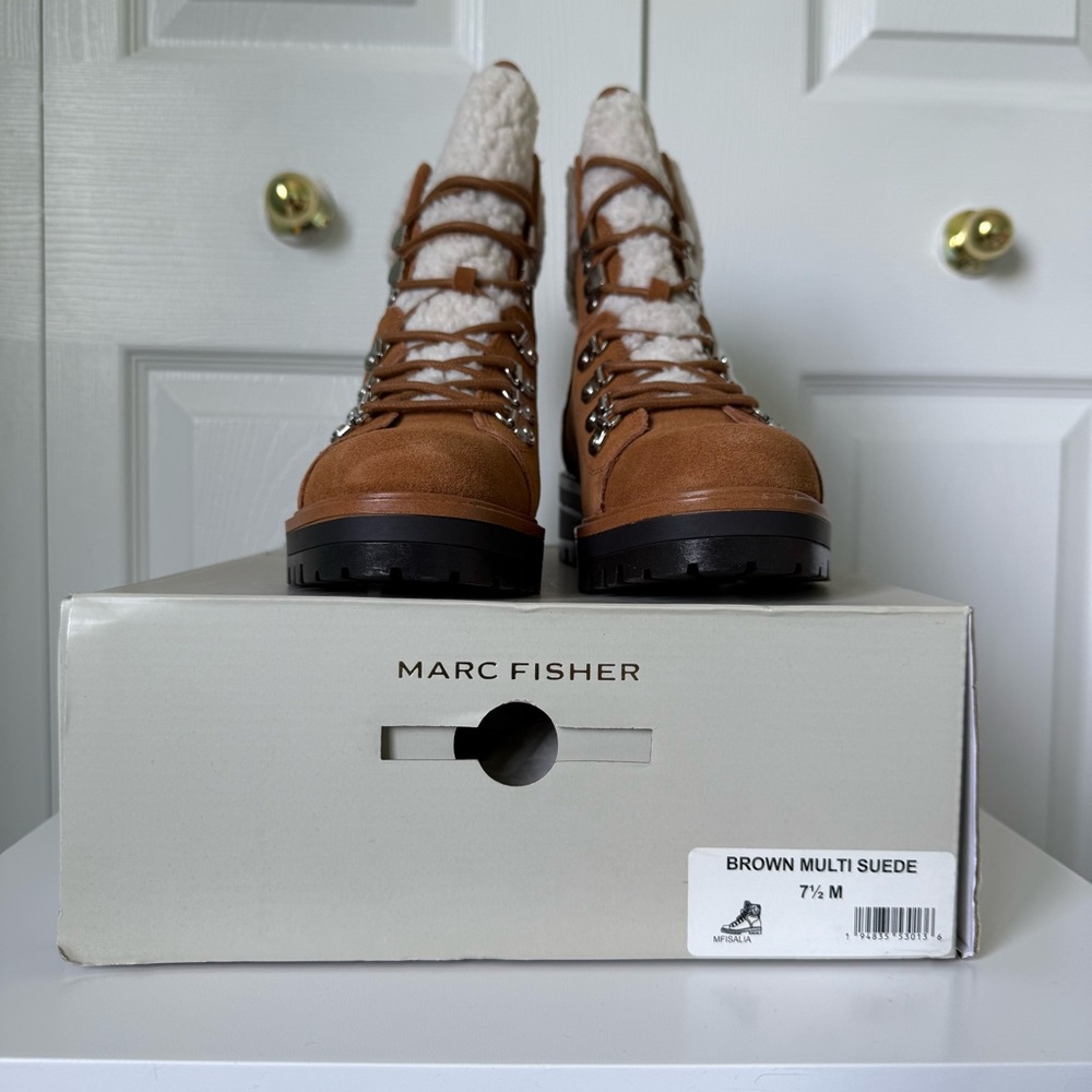 MARC FISHER | NIB Tan Winter Hiking Boots Sz 7.5 - Picture 6 of 6